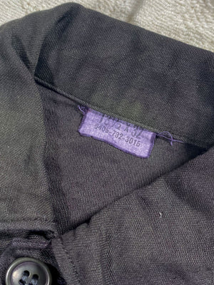 Organic Overdyed Dark Wash Black Vintage 60s Military Field Shirt (Unisex US Small)