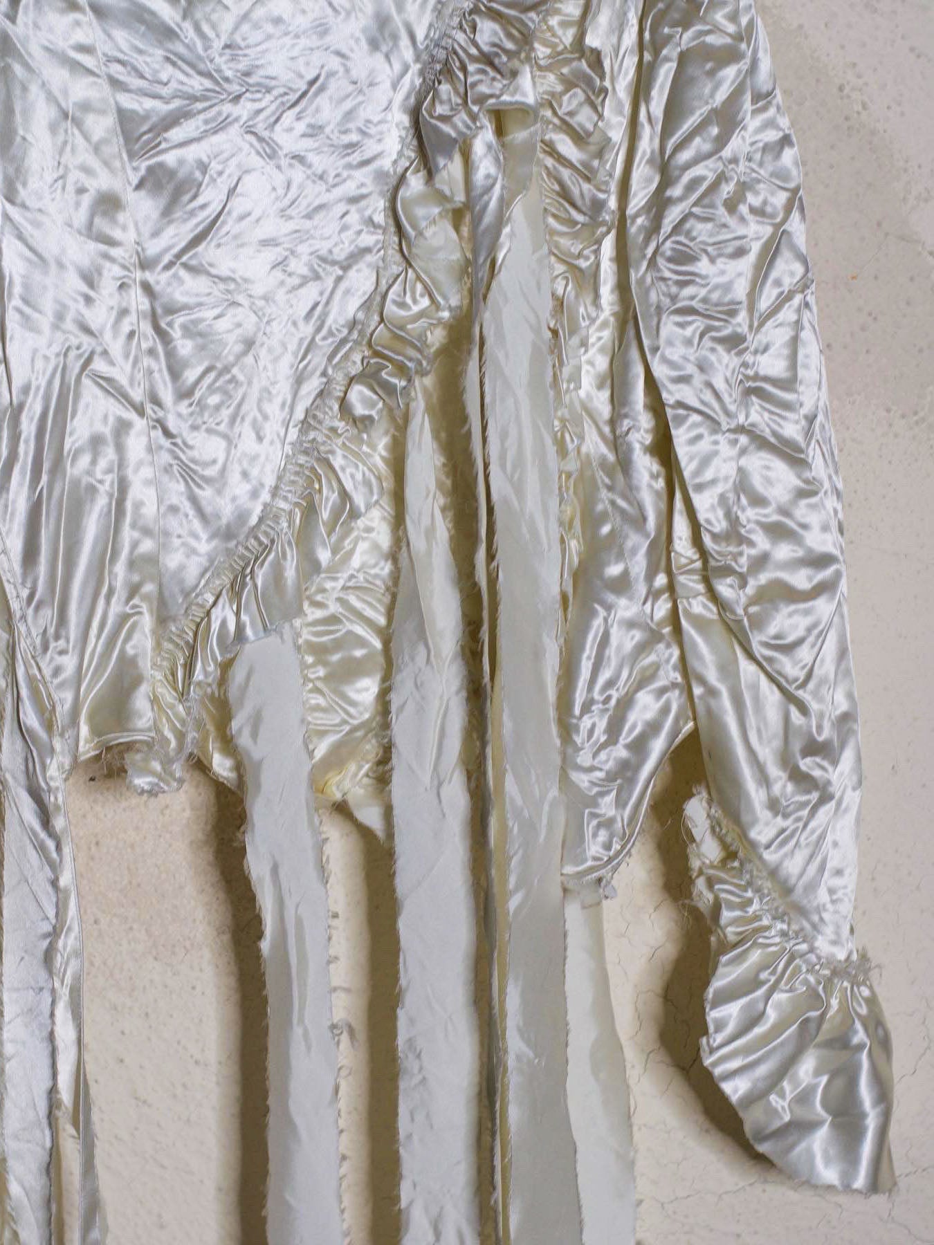 Reworked 1970s White Satin Blouse (Women's US 4)
