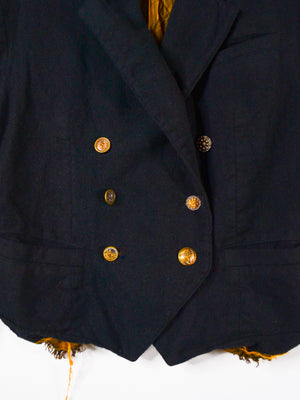 1940s Repaired Boiled Wool Double Breasted Blazer (F's US Med)