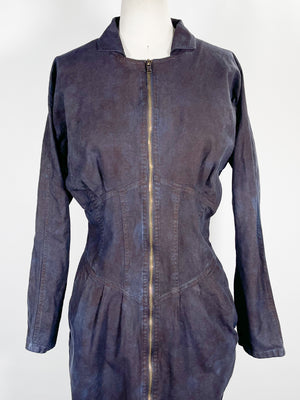 Overdyed 1970s Zipper Front Dress (F's US SML)