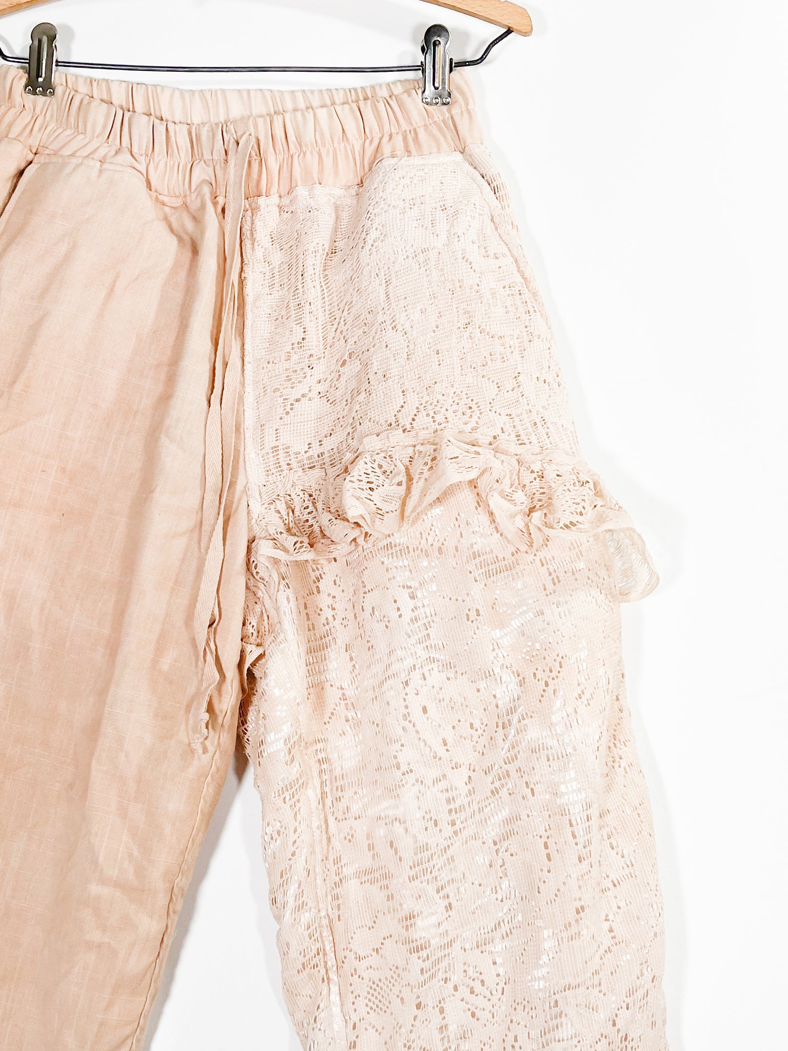 Avocado Object Dyed Lace And Linen Pants (F's US Small)