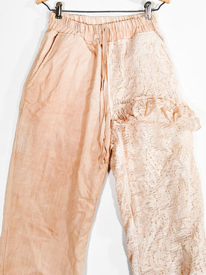 Avocado Object Dyed Lace And Linen Pants (F's US Small)