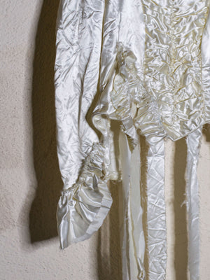 Reworked 1970s White Satin Blouse (Women's US 4)