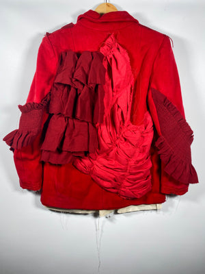 Reworked 1970s Wool Crepe and Linen Peacoat (Womens US XL)
