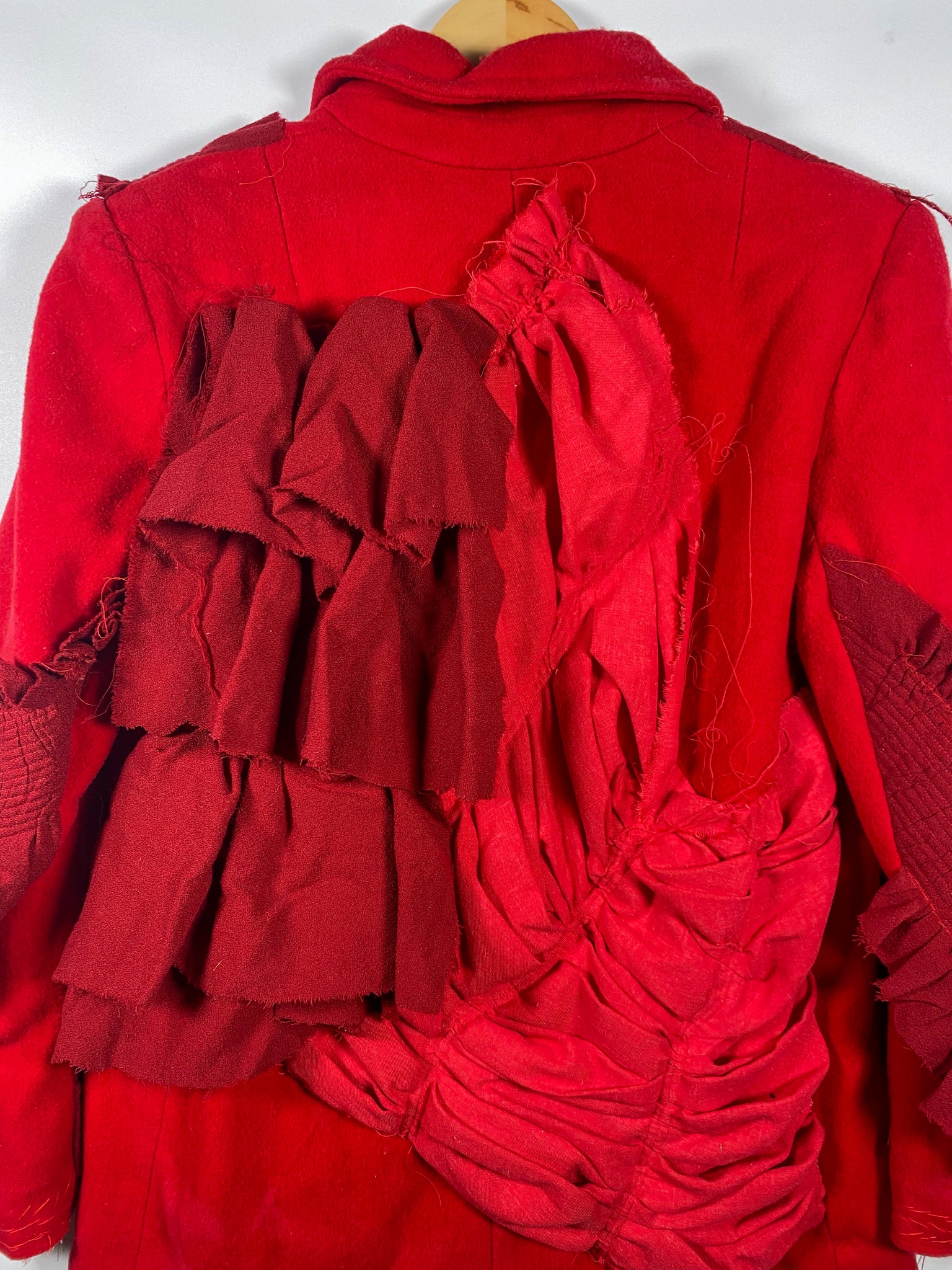Reworked 1970s Wool Crepe and Linen Peacoat (Womens US XL)