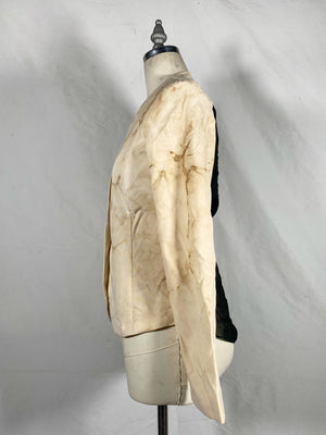 Repaired 1970s Coffee Stained Single Breasted Crepe Blazer (F's US Small)