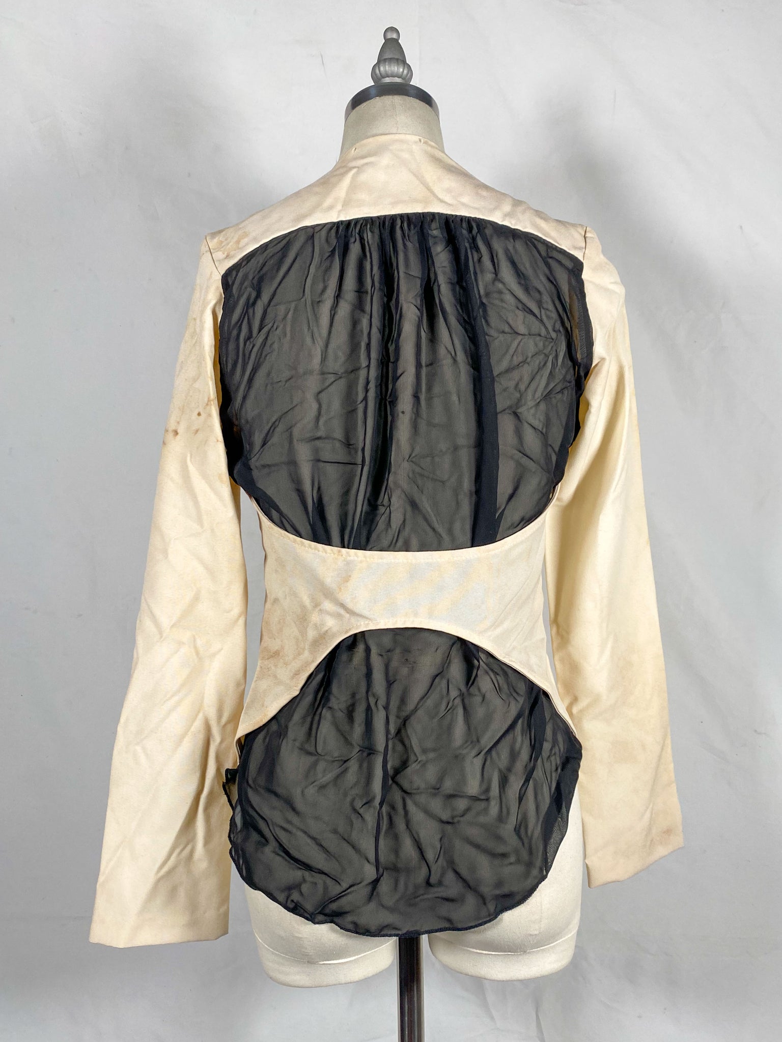 Repaired 1970s Coffee Stained Single Breasted Crepe Blazer (F's US Small)