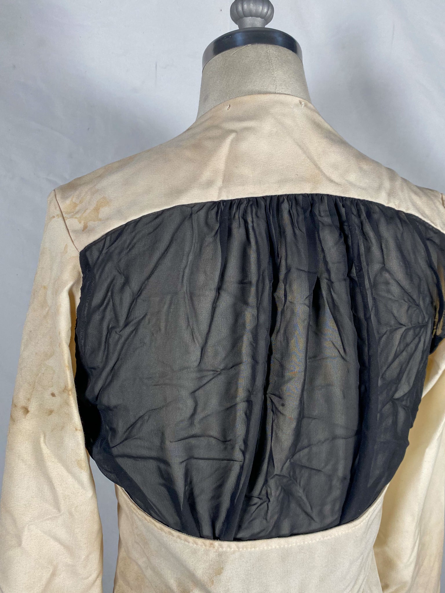 Repaired 1970s Coffee Stained Single Breasted Crepe Blazer (F's US Small)