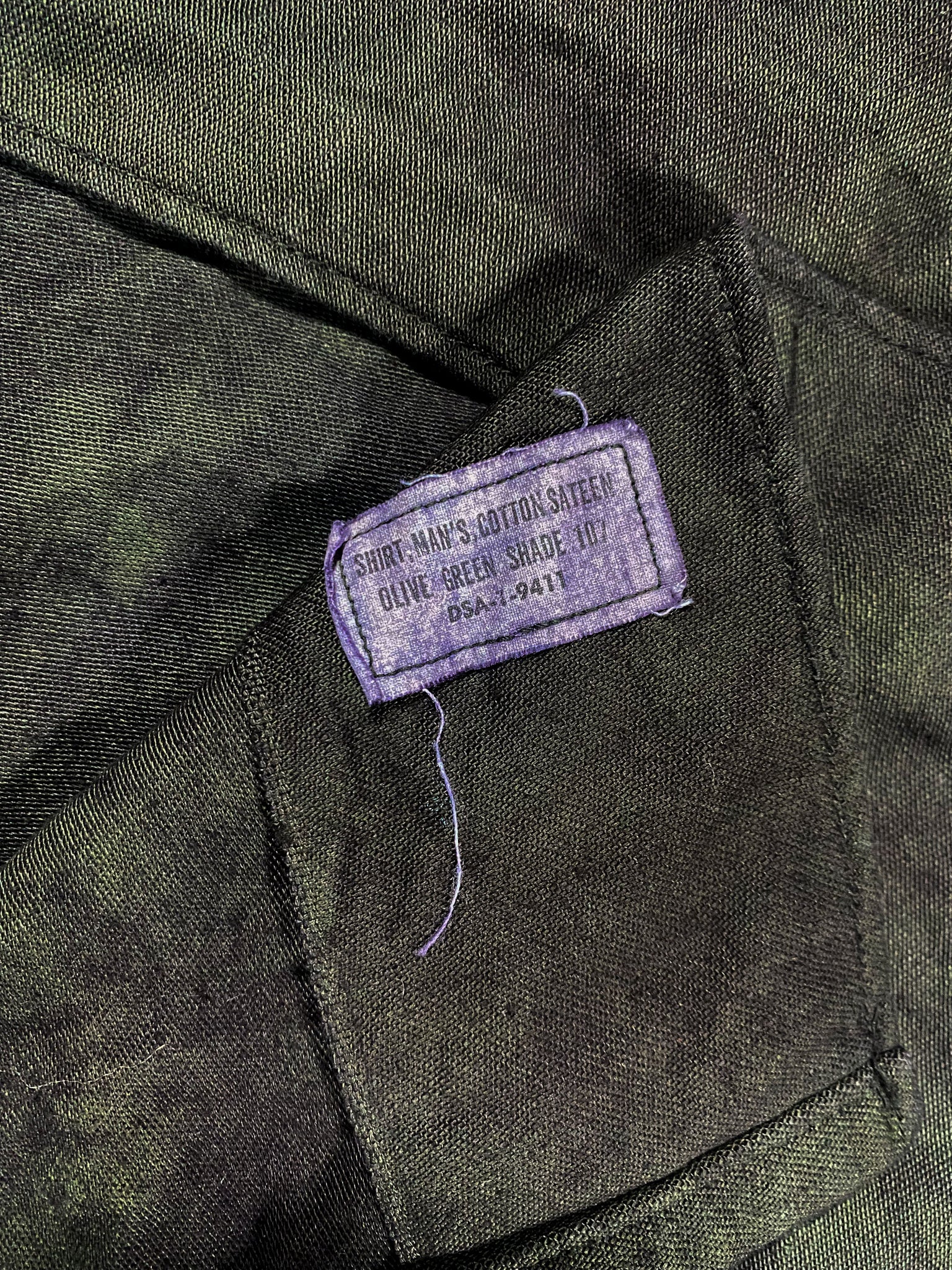 Organic Overdyed Dark Wash Black Vintage 60s Military Field Shirt (Unisex US Small)