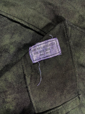 Organic Overdyed Dark Wash Black Vintage 60s Military Field Shirt (Unisex US Small)