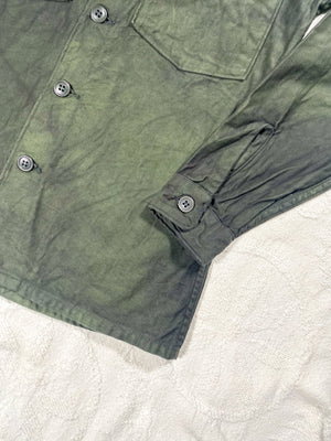 Organic Overdyed Light Wash Black Vintage 60s Military Field Shirt (Unisex US Small)