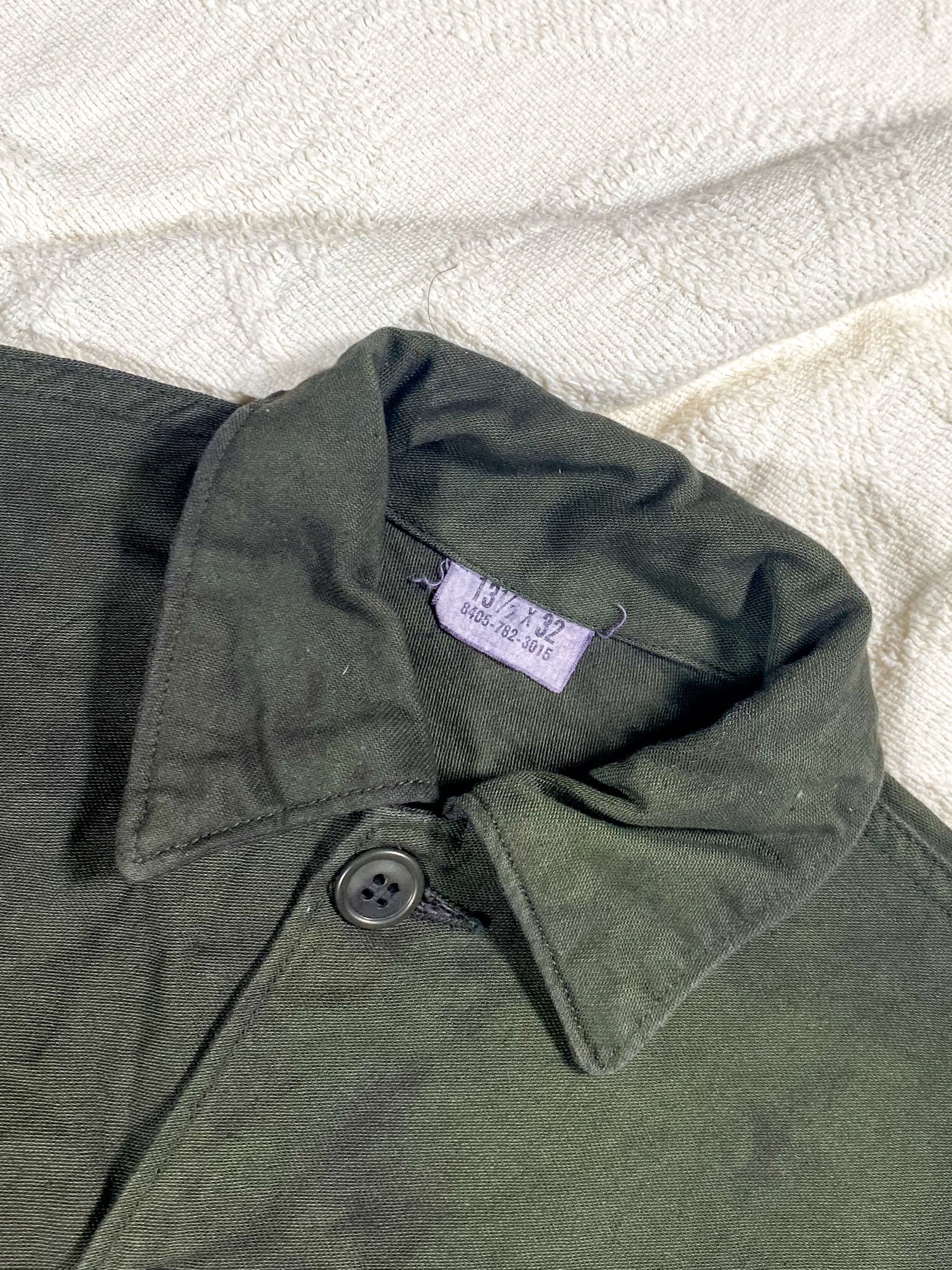 Organic Overdyed Light Wash Black Vintage 60s Military Field Shirt (Unisex US Small)