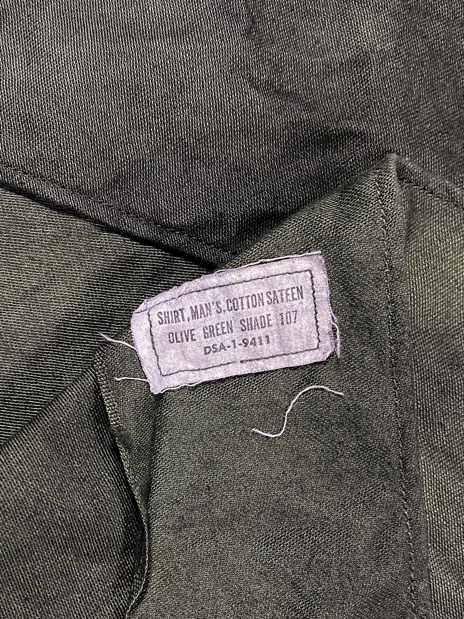 Organic Overdyed Light Wash Black Vintage 60s Military Field Shirt (Unisex US Small)