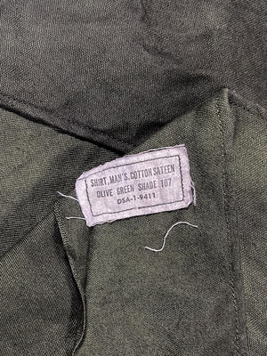 Organic Overdyed Light Wash Black Vintage 60s Military Field Shirt (Unisex US Small)