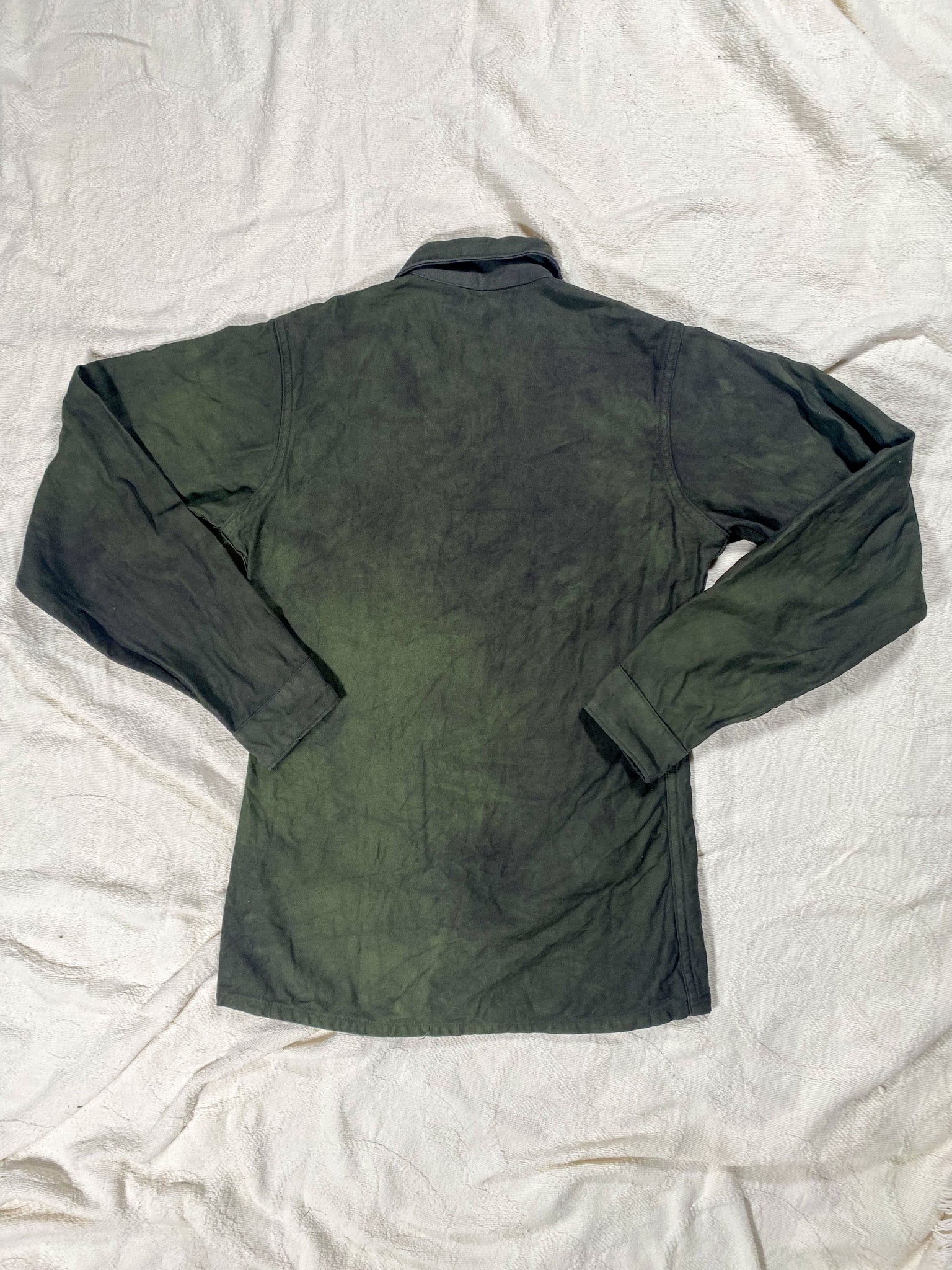 Organic Overdyed Light Wash Black Vintage 60s Military Field Shirt (Unisex US Small)