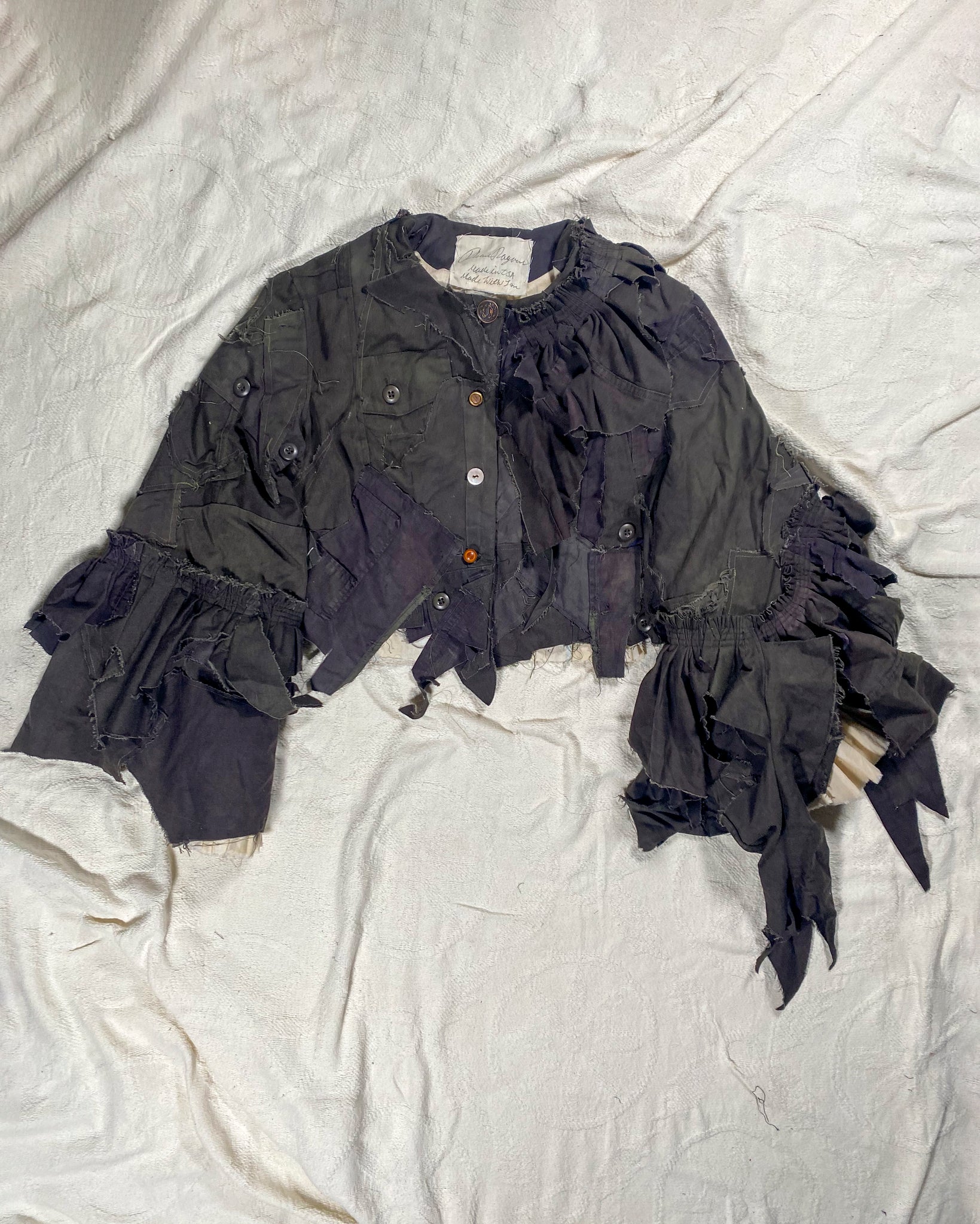 Overdyed Patchwork Cropped Bell Sleeve Jacket (Women's US Medium)