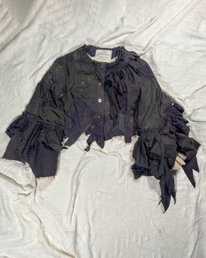 Overdyed Patchwork Cropped Bell Sleeve Jacket (Women's US Medium)