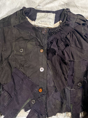 Overdyed Patchwork Cropped Bell Sleeve Jacket (Women's US Medium)