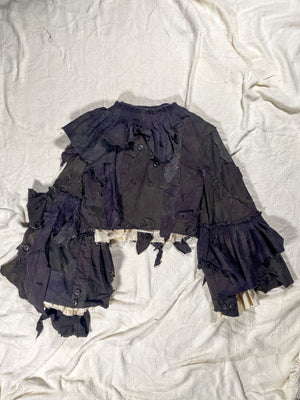 Overdyed Patchwork Cropped Bell Sleeve Jacket (Women's US Medium)