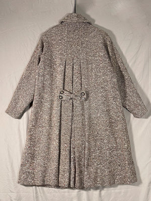 Repaired 1940s Tweed & Wool Belt-Back Fit and Flare Overcoat (F's US XS)