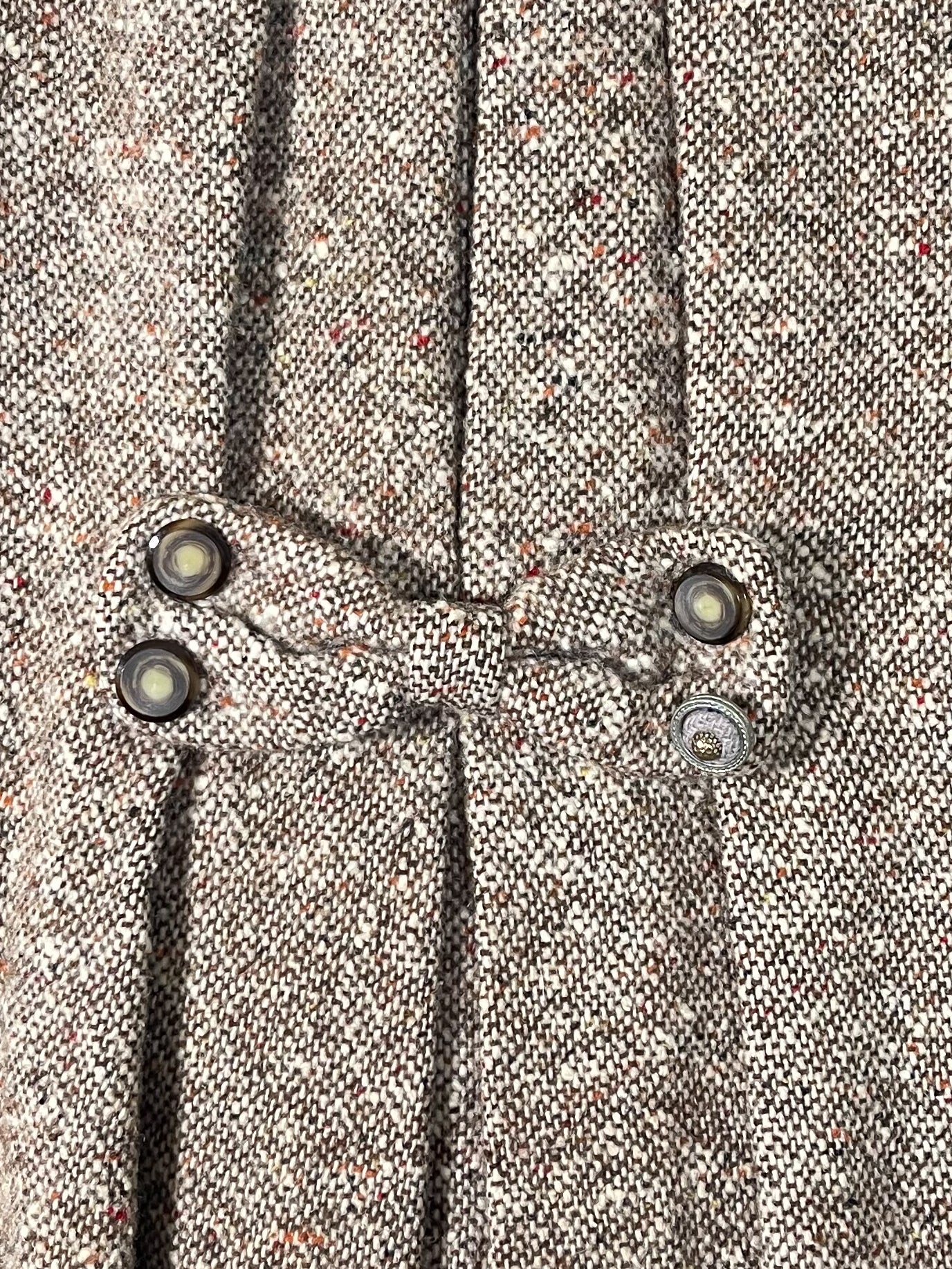Repaired 1940s Tweed & Wool Belt-Back Fit and Flare Overcoat (F's US XS)