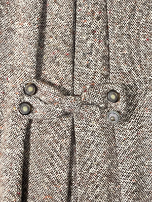 Repaired 1940s Tweed & Wool Belt-Back Fit and Flare Overcoat (F's US XS)
