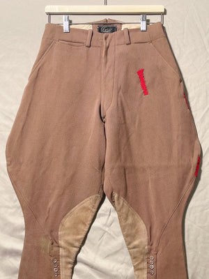 Repaired 1930s 1940s Brown Wool And Leather Jodhpurs Riding Pants (F's US SML)
