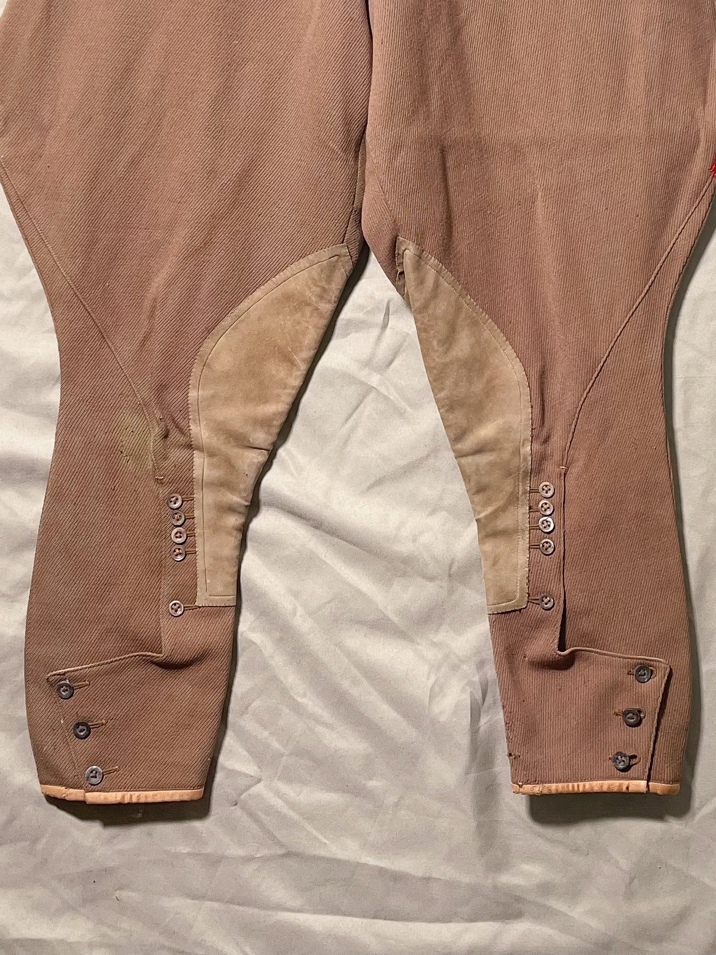 Repaired 1930s 1940s Brown Wool And Leather Jodhpurs Riding Pants (F's US SML)