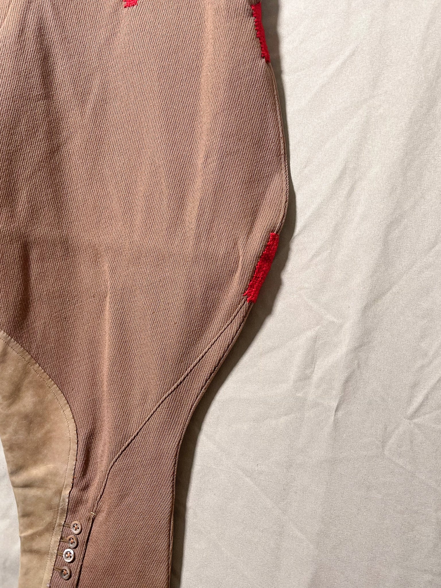 Repaired 1930s 1940s Brown Wool And Leather Jodhpurs Riding Pants (F's US SML)
