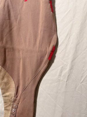 Repaired 1930s 1940s Brown Wool And Leather Jodhpurs Riding Pants (F's US SML)