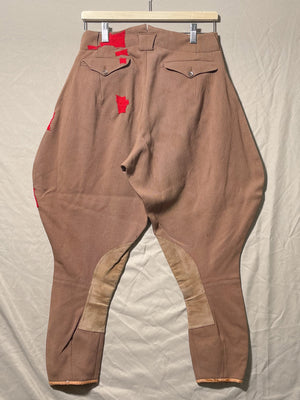 Repaired 1930s 1940s Brown Wool And Leather Jodhpurs Riding Pants (F's US SML)