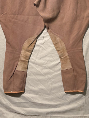 Repaired 1930s 1940s Brown Wool And Leather Jodhpurs Riding Pants (F's US SML)