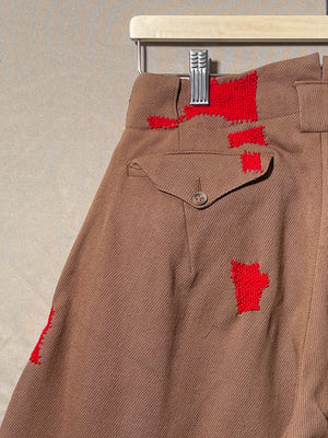 Repaired 1930s 1940s Brown Wool And Leather Jodhpurs Riding Pants (F's US SML)