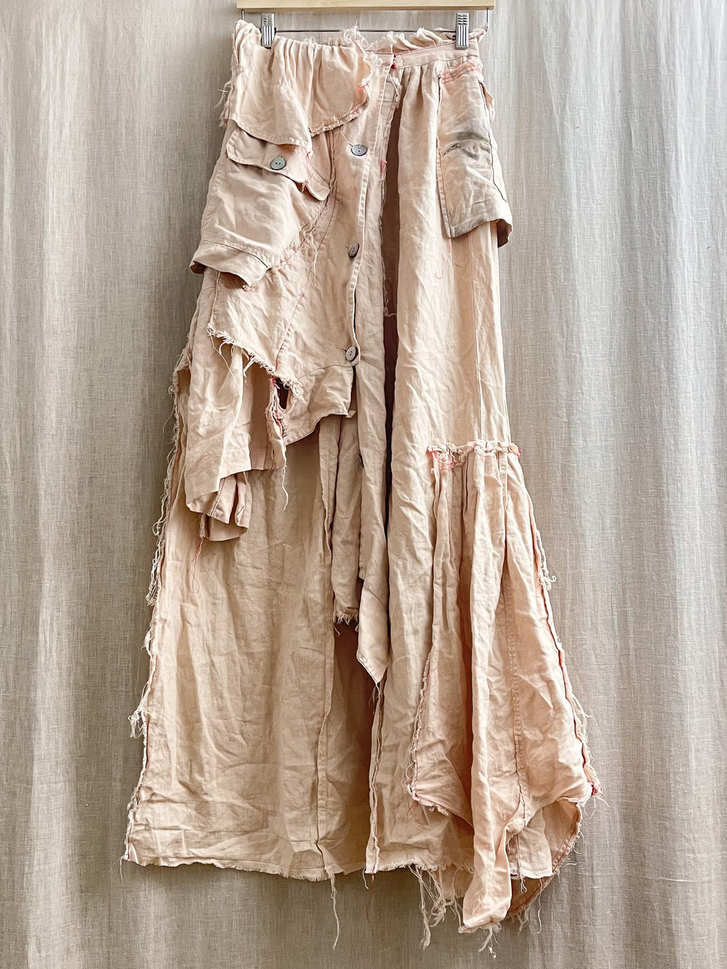 Buried Linen Cargo Raw Edge Skirt (F's US 6)