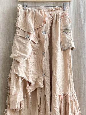 Buried Linen Cargo Raw Edge Skirt (F's US 6)
