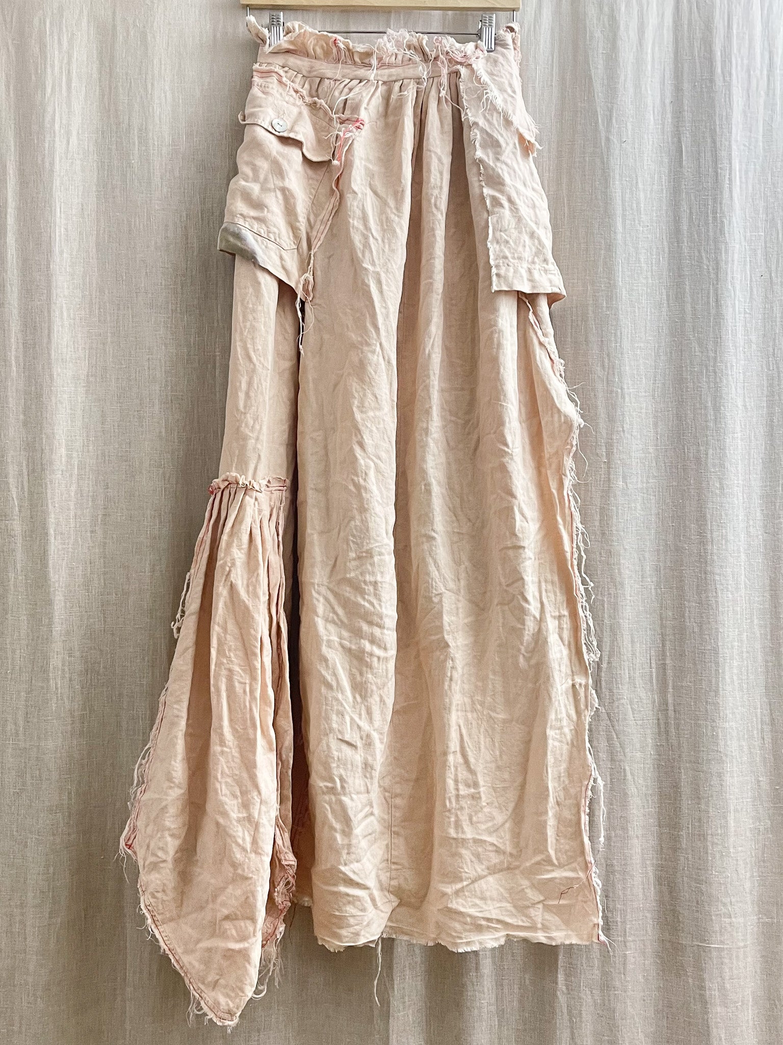 Buried Linen Cargo Raw Edge Skirt (F's US 6)